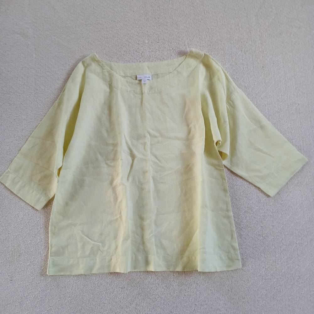 LAST CHANCE! purejill ♡ linen top small yellow eco coastal grandma j.jill